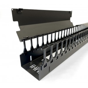 Hyperline CMF-OR-42U-150x106-C-RAL9005 Вертикальный кабельный организатор 42U для стоек ORK2A, ORL1, ширина 150мм, объединение в ряды, высота пальцев 106мм с крышками, черный Hyperline CMF-OR-42U-150x106-C-RAL9005 Вертикальный кабельный организатор 42U для стоек ORK2A, ORL1, ширина 150мм, объединение в ряды, высота пальцев 106мм с крышками, черный