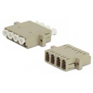 Hyperline FA-P11Z-QLC/QLC-N/WH-BG Оптический проходной адаптер LC-LC, MM, quadro, 4 волокна, корпус пластиковый, бежевый, белые колпачки