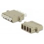 Hyperline FA-P11Z-QLC/QLC-N/WH-BG Оптический проходной адаптер LC-LC, MM, quadro, 4 волокна, корпус пластиковый, бежевый, белые колпачки Hyperline FA-P11Z-QLC/QLC-N/WH-BG Оптический проходной адаптер LC-LC, MM, quadro, 4 волокна, корпус пластиковый, бежевый, белые колпачки