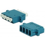 Hyperline FA-P11Z-QLC/QLC-N/WH-BL Оптический проходной адаптер LC-LC, SM, quadro, 4 волокна, корпус пластиковый, синий, белые колпачки