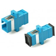 Hyperline FA-P11Z-SC/SC-N/BK-BL Оптический проходной адаптер SC-SC, SM, simplex, корпус пластиковый, синий, черные колпачки