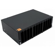 Hyperline FO-19V-3U-12xSLT-W130H30-96UN-BK Бокс оптический универсальный 19 выдвижной, с полкой, от 8 до 96 портов (SC, duplex LC, ST, FC), со сплайс пластиной, без пигтейлов и проходных адаптеров, 3U, черный