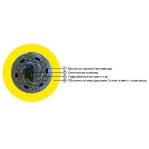 Hyperline FO-AWS1-IN-9-4-LSZH-YL Кабель волоконно-оптический 9/125 (G.652D) одномодовый, 4 волокна, супергибкий, бронированный, волокна в канате из стальных проволок, гелезаполненный, внутренний, LSZH, нг(А)-HF, желтый Hyperline FO-AWS1-IN-9-4-LSZH-YL Кабель волоконно-оптический 9/125 (G.652D) одномодовый, 4 волокна, супергибкий, бронированный, волокна в канате из стальных проволок, гелезаполненный, внутренний, LSZH, нг(А)-HF, желтый