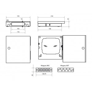 Hyperline FO-WBY-8UN-MI Бокс оптический универсальный, настенный на 8 портов (SC, duplex LC, ST, FC) с держателем для 8 КДЗС, фиксатором центрального силового элемента, зажимом для организации кабеля, стяжками (без пигтейлов и проходных адаптеров) Hyperline FO-WBY-8UN-MI Бокс оптический универсальный, настенный на 8 портов (SC, duplex LC, ST, FC) с держателем для 8 КДЗС, фиксатором центрального силового элемента, зажимом для организации кабеля, стяжками (без пигтейлов и проходных адаптеров)