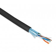 Hyperline FUTP4-C5E-P26-IN-PVC-BK-305 (305 м) Кабель витая пара, экранированная F/UTP, категории 5e, 4 пары (26 AWG), многожильный (patch), экран - фольга, PVC, –20°C – +75°C, черный