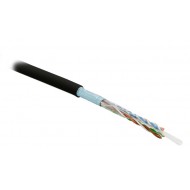 Hyperline FUTP4-C5E-S24-IN-PVC-BK-305 (305 м) Кабель витая пара, экранированная F/UTP, категория 5e, 4 пары (24 AWG), одножильный (solid), экран - фольга, PVC, –20°C – +75°C, черный - гарантия: 15 лет компонентная, 25 лет системная