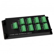 Hyperline HC-MA-1I8O-BK Распределительный аудио-модуль, 8-портовый, 164.34х74.93 мм (ДхШ), 1 вход и 8 выходов, с пластиковой крышкой, черный