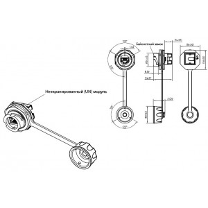 Hyperline KJ-IE-8P8C-C5e-180-BK Промышленный модуль Keystone Jack RJ-45 (8P8C), IP67, категория 5e, с защитной крышкой, черный Hyperline KJ-IE-8P8C-C5e-180-BK Промышленный модуль Keystone Jack RJ-45 (8P8C), IP67, категория 5e, с защитной крышкой, черный