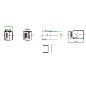 Hyperline KJ1-HDMI-AL18-WH Вставка формата Keystone Jack с проходным адаптером HDMI 2.0 (Type A), long body (29.7 мм), ROHS, белая Hyperline KJ1-HDMI-AL18-WH Вставка формата Keystone Jack с проходным адаптером HDMI 2.0 (Type A), long body (29.7 мм), ROHS, белая
