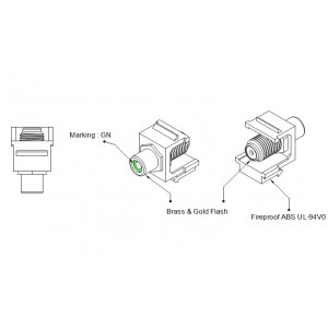 Hyperline KJ1-RCA/GN-FHG-WH Вставка формата Keystone Jack, F-type / RCA зеленый (IN/OUT), gold plated, ROHS, белая Hyperline KJ1-RCA/GN-FHG-WH Вставка формата Keystone Jack, F-type / RCA зеленый (IN/OUT), gold plated, ROHS, белая