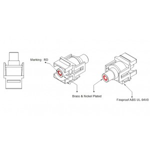 Hyperline KJ1-RCA/RD-D-WH Вставка формата Keystone Jack с проходным адаптером RCA (красный), D type, ROHS, белая Hyperline KJ1-RCA/RD-D-WH Вставка формата Keystone Jack с проходным адаптером RCA (красный), D type, ROHS, белая