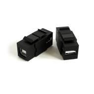 Hyperline KJ1-USB-A-B2-BK Вставка формата Keystone Jack с проходным адаптером USB 2.0 (Type A-B), ROHS, черная