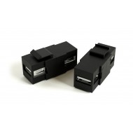 Hyperline KJ1-USB-A2-BK Вставка формата Keystone Jack с проходным адаптером USB 2.0 (Type A), ROHS, черная
