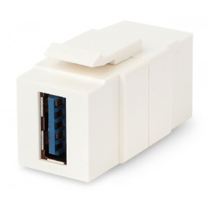 Hyperline KJ1-USB-A3-WH Вставка формата Keystone Jack с проходным адаптером USB 3.0 (Type A), ROHS, белая Hyperline KJ1-USB-A3-WH Вставка формата Keystone Jack с проходным адаптером USB 3.0 (Type A), ROHS, белая