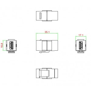 Hyperline KJ1-USB-A3-WH Вставка формата Keystone Jack с проходным адаптером USB 3.0 (Type A), ROHS, белая Hyperline KJ1-USB-A3-WH Вставка формата Keystone Jack с проходным адаптером USB 3.0 (Type A), ROHS, белая