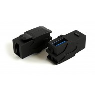 Hyperline KJ1-USB-VA3-BK Вставка формата Keystone Jack с проходным адаптером USB 3.0 (Type A), 90 градусов, ROHS, черная