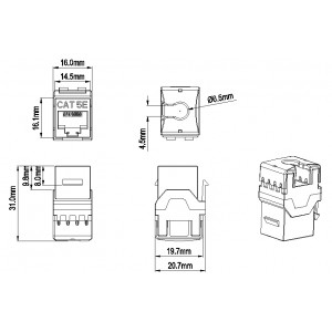 Hyperline KJ8-8P8C-C5e-180-BK Вставка Keystone Jack RJ-45(8P8C), категория 5e, тип 180 градусов, черная Hyperline KJ8-8P8C-C5e-180-BK Вставка Keystone Jack RJ-45(8P8C), категория 5e, тип 180 градусов, черная