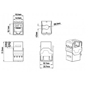 Hyperline KJ8-8P8C-C6-180-WH Вставка Keystone Jack RJ-45(8P8C), категория 6, тип 180 градусов, белая Hyperline KJ8-8P8C-C6-180-WH Вставка Keystone Jack RJ-45(8P8C), категория 6, тип 180 градусов, белая