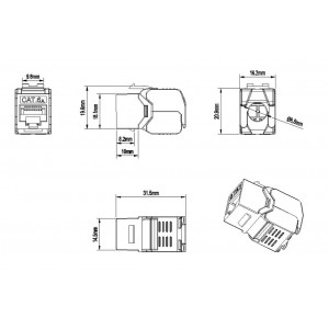 Hyperline KJ8-8P8C-C6A-180-TLS-WH Вставка Keystone Jack RJ-45(8P8C), категория 6a (10G), тип 180 градусов, Toolless, белая Hyperline KJ8-8P8C-C6A-180-TLS-WH Вставка Keystone Jack RJ-45(8P8C), категория 6a (10G), тип 180 градусов, Toolless, белая