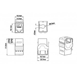 Hyperline KJ9-8P8C-C6-90-GY Вставка Keystone Jack RJ-45(8P8C), категория 6, серая Hyperline KJ9-8P8C-C6-90-GY Вставка Keystone Jack RJ-45(8P8C), категория 6, серая