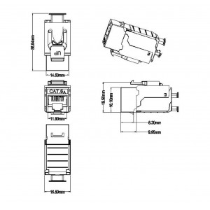 Hyperline KJ9-8P8C-C6A-90-SH-F Вставка Keystone Jack RJ-45(8P8C), категория 6a (10G), экранированная Hyperline KJ9-8P8C-C6A-90-SH-F Вставка Keystone Jack RJ-45(8P8C), категория 6a (10G), экранированная