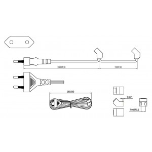Hyperline KL-FCRD-2F-EU-1.8-BK Кабель питания для вентилятора 120x120x38 мм, 2 разъема под плоские контакты, с евровилкой без заземления, 1.8 м, черный Hyperline KL-FCRD-2F-EU-1.8-BK Кабель питания для вентилятора 120x120x38 мм, 2 разъема под плоские контакты, с евровилкой без заземления, 1.8 м, черный