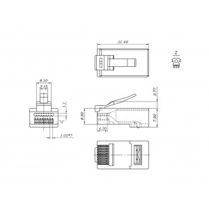 Hyperline PLEZ-8P8C-U-C6-100 Разъем легкой оконцовки RJ-45 (8P8C) под витую пару, категория 6 (50 µ/ 50 микродюймов), универсальный (для одножильного и многожильного кабеля) (100 шт.) Hyperline PLEZ-8P8C-U-C6-100 Разъем легкой оконцовки RJ-45 (8P8C) под витую пару, категория 6 (50 µ/ 50 микродюймов), универсальный (для одножильного и многожильного кабеля) (100 шт.)