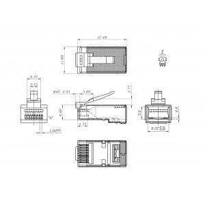 Hyperline PLEZ-8P8C-U-C6-SH-100 Разъем легкой оконцовки RJ-45 (8P8C) под витую пару, категория 6 (50 µ/ 50 микродюймов), экранированный, универсальный (для одножильного и многожильного кабеля) (100 шт.) Hyperline PLEZ-8P8C-U-C6-SH-100 Разъем легкой оконцовки RJ-45 (8P8C) под витую пару, категория 6 (50 µ/ 50 микродюймов), экранированный, универсальный (для одножильного и многожильного кабеля) (100 шт.)