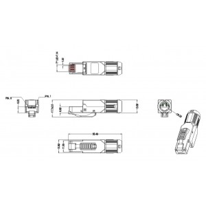 Hyperline PLUD-8P8C-S-C8-SH Разъем полевой оконцовки RJ-45 (8P8C) под витую пару, для одножильного кабеля, toolless, категория 8, экранированный, накручивающийся хвостовик, IDC Hyperline PLUD-8P8C-S-C8-SH Разъем полевой оконцовки RJ-45 (8P8C) под витую пару, для одножильного кабеля, toolless, категория 8, экранированный, накручивающийся хвостовик, IDC