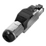 Hyperline PLUE-8P8C-S-C6A-SH-BK Разъем полевой оконцовки RJ-45 (8P8C) под витую пару, для одножильного кабеля, toolless, категория 6A, экранированный, накручивающийся хвостовик, черный Hyperline PLUE-8P8C-S-C6A-SH-BK Разъем полевой оконцовки RJ-45 (8P8C) под витую пару, для одножильного кабеля, toolless, категория 6A, экранированный, накручивающийся хвостовик, черный
