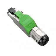 Hyperline PLUE-8P8C-S-C6A-SH-GN Разъем полевой оконцовки RJ-45 (8P8C) под витую пару, для одножильного кабеля, toolless, категория 6A, экранированный, накручивающийся хвостовик, зеленый, IDC