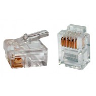 Hyperline PLUG-6P6C-P-C2-100 Телефонный разъем RJ-12(6P6C) (3 µ/ 3 микродюйма) (100 шт)