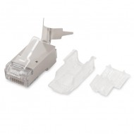 Hyperline PLUG-8P8C-UV-C6A-SH-50 Разъем RJ-45(8P8C) под витую пару, 10Gb категория 6A (50 µ/ 50 микродюймов), экранированный, универсальный (для одножильного и многожильного кабеля), со вставкой (50 шт)