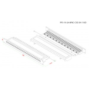 Hyperline PP3-19-24-8P8C-C5E-SH-110D Патч-панель 19, 1U, 24 порта RJ-45 полн. экран., категория 5e, Dual IDC, ROHS, цвет черный Hyperline PP3-19-24-8P8C-C5E-SH-110D Патч-панель 19, 1U, 24 порта RJ-45 полн. экран., категория 5e, Dual IDC, ROHS, цвет черный