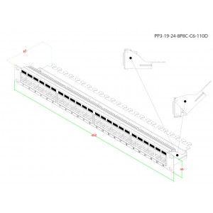 Hyperline PP3-19-24-8P8C-C6-110D Патч-панель 19, 1U, 24 порта RJ-45, категория 6, Dual IDC, ROHS, цвет черный (задний кабельный организатор в комплекте) Hyperline PP3-19-24-8P8C-C6-110D Патч-панель 19, 1U, 24 порта RJ-45, категория 6, Dual IDC, ROHS, цвет черный (задний кабельный организатор в комплекте)