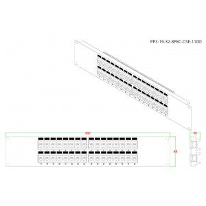 Hyperline PP3-19-32-8P8C-C5E-110D Патч-панель 19, 2U, 32 порта RJ-45, категория 5e, Dual IDC, ROHS, цвет черный Hyperline PP3-19-32-8P8C-C5E-110D Патч-панель 19, 2U, 32 порта RJ-45, категория 5e, Dual IDC, ROHS, цвет черный