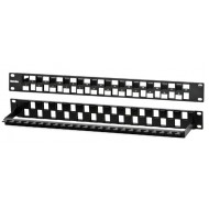 Hyperline PPBL3-19-24S-RM Модульная патч-панель 19, 24 порта, Flat Type, 1U, для модулей Keystone Jack, с задним кабельным организатором (без модулей)