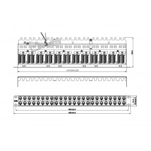 Hyperline PPHD-19-48-8P8C-C6A-SH-110D Патч-панель высокой плотности 19, 1U, 48 портов RJ-45, полный экран, категория 6A, Dual IDC Hyperline PPHD-19-48-8P8C-C6A-SH-110D Патч-панель высокой плотности 19, 1U, 48 портов RJ-45, полный экран, категория 6A, Dual IDC