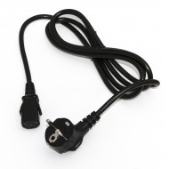 Hyperline PWC-IEC13-SHM-3.0-BK Кабель питания компьютера (Schuko+C13) (3x1.0), 10A, угловая вилка, 3м, цвет черный (ПВС-АП-3*1,0-250-S22C13-10-3,0 ГОСТ 28244-96)