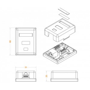 Hyperline SB1-1-8P8C-C6-SH-WH Розетка компьютерная RJ-45(8P8C), категория 6, экранированная, одинарная, внешняя, Dual IDC Hyperline SB1-1-8P8C-C6-SH-WH Розетка компьютерная RJ-45(8P8C), категория 6, экранированная, одинарная, внешняя, Dual IDC