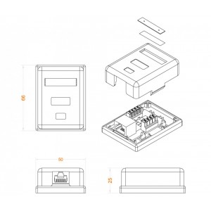 Hyperline SB1-1-8P8C-C6-WH Розетка компьютерная RJ-45(8P8C), категория 6, одинарная, внешняя, Dual IDC Hyperline SB1-1-8P8C-C6-WH Розетка компьютерная RJ-45(8P8C), категория 6, одинарная, внешняя, Dual IDC