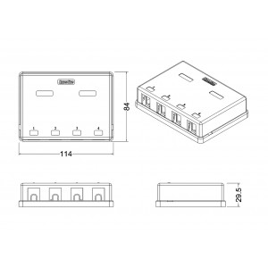 Hyperline SBB3-4-WH Корпус настенной розетки для установки 4-х вставок типа Keystone Jack, белый Hyperline SBB3-4-WH Корпус настенной розетки для установки 4-х вставок типа Keystone Jack, белый