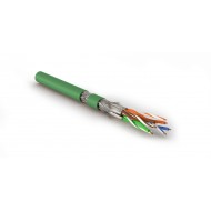 Hyperline SFTP4-C8.1-S23-IN-LSZH-GN-500 (500 м) Кабель витая пара, экранированная S/FTP, категория 8.1 (Класс I, 2000MHz), 4 пары (23 AWG), одножильный (solid), LSZH (нг(А)-HF), –40°C – +80°C, зеленый