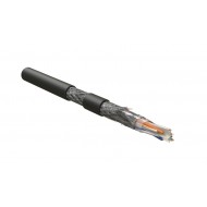 Hyperline SFUTP4-C6-S23-OUT-PE-BK-500 (500 м) Кабель витая пара, экранированная (SF/UTP), категория 6, 4 пары (23AWG), одножильный (solid), общий экран - фольга и оплетка, - 30°C - + 50°C, PE, черный