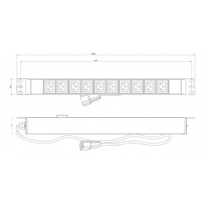 Hyperline SHE19-10IEC-2.5IEC Блок розеток для 19 шкафов, горизонтальный, 10 розеток IEC320 C13, кабель питания 2.5м (3х1.0мм2) с вилкой IEC320 C14 10A, 250В, 482.6x44.4x44.4мм (ШхГхВ), корпус алюминий, черный Hyperline SHE19-10IEC-2.5IEC Блок розеток для 19 шкафов, горизонтальный, 10 розеток IEC320 C13, кабель питания 2.5м (3х1.0мм2) с вилкой IEC320 C14 10A, 250В, 482.6x44.4x44.4мм (ШхГхВ), корпус алюминий, черный