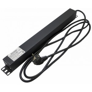 Hyperline SHE19-10IEC-S-2.5EU Блок розеток для 19 шкафов, горизонтальный, 10 розеток IEC320 C13, выключатель с подсветкой, кабель питания 2.5м (3х1.5мм2) с вилкой Schuko 16A, 250В, 482.6x44.4x44.4мм (ШхГхВ), корпус алюминий, черный Hyperline SHE19-10IEC-S-2.5EU Блок розеток для 19 шкафов, горизонтальный, 10 розеток IEC320 C13, выключатель с подсветкой, кабель питания 2.5м (3х1.5мм2) с вилкой Schuko 16A, 250В, 482.6x44.4x44.4мм (ШхГхВ), корпус алюминий, черный