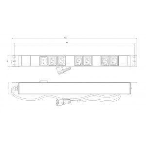 Hyperline SHE19-6IEC-S-2.5IEC Блок розеток для 19 шкафов, горизонтальный, 6 розеток IEC320 C13, выключатель с подсветкой, кабель питания 2.5м (3х1.0мм2) с вилкой IEC320 C14 10A, 250В, 482.6x44.4x44.4мм (ШхГхВ), корпус алюминий, черный Hyperline SHE19-6IEC-S-2.5IEC Блок розеток для 19 шкафов, горизонтальный, 6 розеток IEC320 C13, выключатель с подсветкой, кабель питания 2.5м (3х1.0мм2) с вилкой IEC320 C14 10A, 250В, 482.6x44.4x44.4мм (ШхГхВ), корпус алюминий, черный
