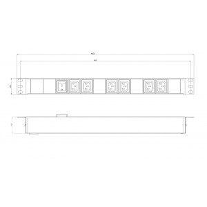 Hyperline SHE19-6IEC-S-IEC Блок розеток для 19 шкафов, горизонтальный, 6 розеток IEC320 C13, выключатель с подсветкой, без кабеля питания, входной разъем IEC320 C14 10A, 250В, 482.6x44.4x44.4мм (ШхГхВ), корпус алюминий, черный Hyperline SHE19-6IEC-S-IEC Блок розеток для 19 шкафов, горизонтальный, 6 розеток IEC320 C13, выключатель с подсветкой, без кабеля питания, входной разъем IEC320 C14 10A, 250В, 482.6x44.4x44.4мм (ШхГхВ), корпус алюминий, черный