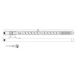 Hyperline SHT-12SH-4IEC-BF-2.5EU Блок розеток, вертикальный, 12 розеток Schuko, 4 розетки IEC320 C13, авт. выключатель, защита от перенапр.я (сменн. блок), кабель питания 2.5м (3х1.5мм2) с вилкой Schuko 16A, 250В, 1006x44.4x44.4мм (ДхШхВ), копрус алюминий Hyperline SHT-12SH-4IEC-BF-2.5EU Блок розеток, вертикальный, 12 розеток Schuko, 4 розетки IEC320 C13, авт. выключатель, защита от перенапр.я (сменн. блок), кабель питания 2.5м (3х1.5мм2) с вилкой Schuko 16A, 250В, 1006x44.4x44.4мм (ДхШхВ), копрус алюминий