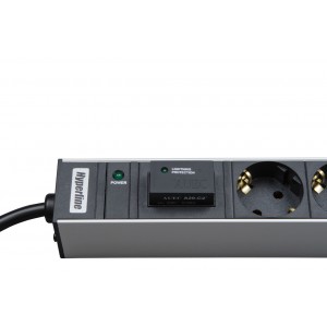 Hyperline SHT19-7SH-IF-2.5EU Блок розеток для 19 шкафов, горизонтальный, 7 розеток Schuko, индикатор питания, защита от перенапряжения (сменный блок), кабель питания 2.5м (3х1.5мм2) с вилкой Schuko 16A, 250В, 482.6x44.4x44.4мм (ШхГхВ), корпус алюминий Hyperline SHT19-7SH-IF-2.5EU Блок розеток для 19 шкафов, горизонтальный, 7 розеток Schuko, индикатор питания, защита от перенапряжения (сменный блок), кабель питания 2.5м (3х1.5мм2) с вилкой Schuko 16A, 250В, 482.6x44.4x44.4мм (ШхГхВ), корпус алюминий